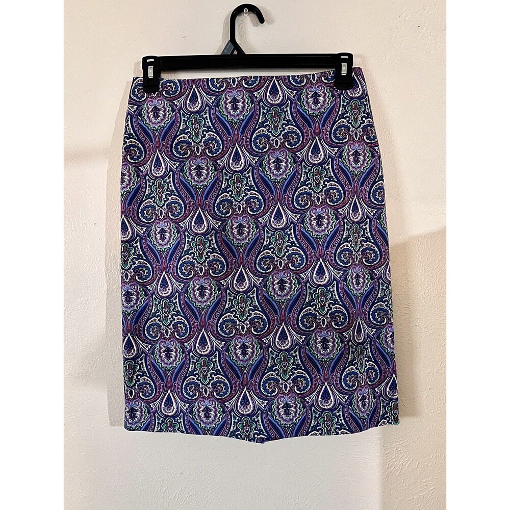 Talbots Purple Paisley Pencil Skirt Women’s Size 8 NWOT